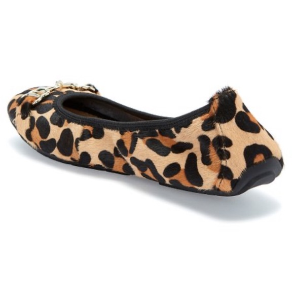 Animal Print Calf Hair Gold Hardware Crunch Flats - Picture 10 of 10